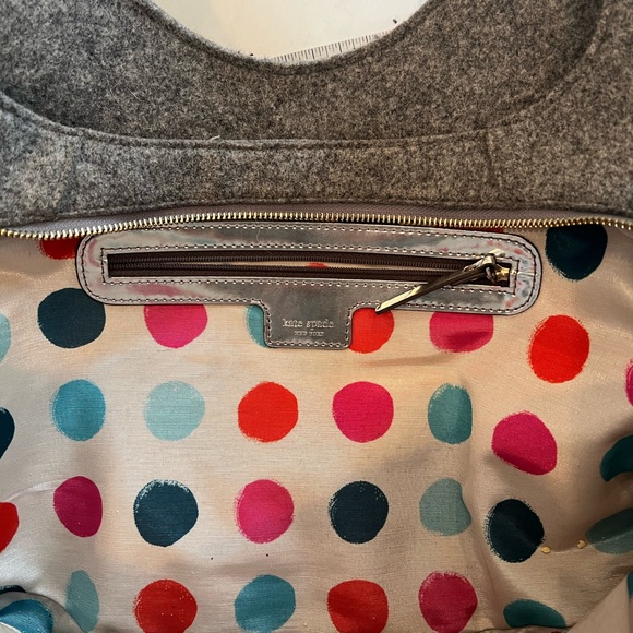 Gray Wool Kate Spade Hobo polka dot interior - Picture 6 of 9